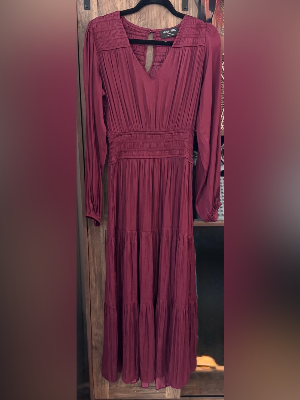 Mink pink burgundy maxi dress sz medium